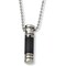 Stainless Steel Polished Black Carbon Fiber Inlay 22in Necklace